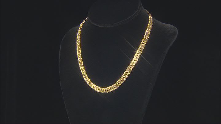 18k Yellow Gold Over Sterling Silver 8mm Woven Oval Link 18 Inch Chain Video Thumbnail
