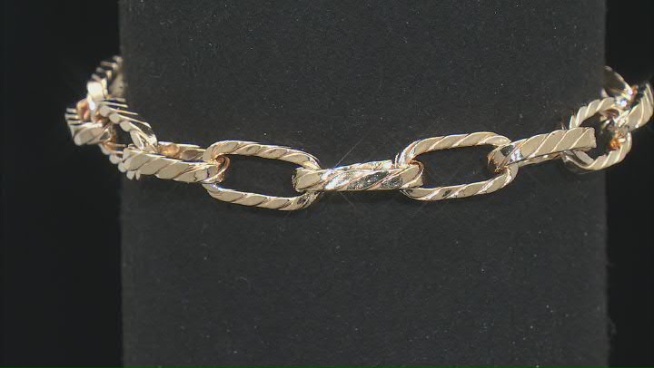 18k Yellow Gold Over Sterling Silver 7mm Twisted Paperclip Link Bracelet Video Thumbnail