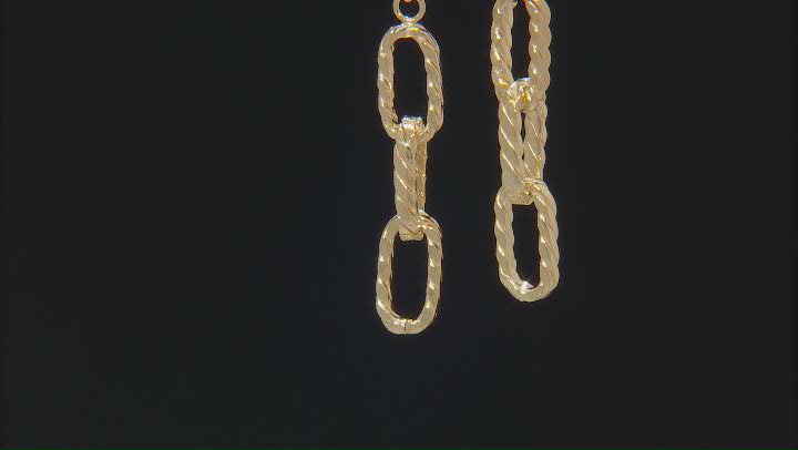 18k Yellow Gold Over Sterling Silver Twisted Paperclip Link Dangle Earrings Video Thumbnail