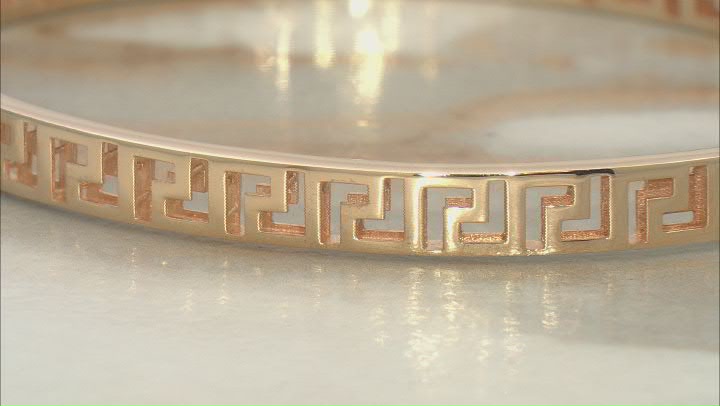 18k Yellow Gold Over Sterling Silver 6mm Greek Key Bangle Video Thumbnail