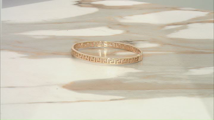 18k Yellow Gold Over Sterling Silver 6mm Greek Key Bangle Video Thumbnail