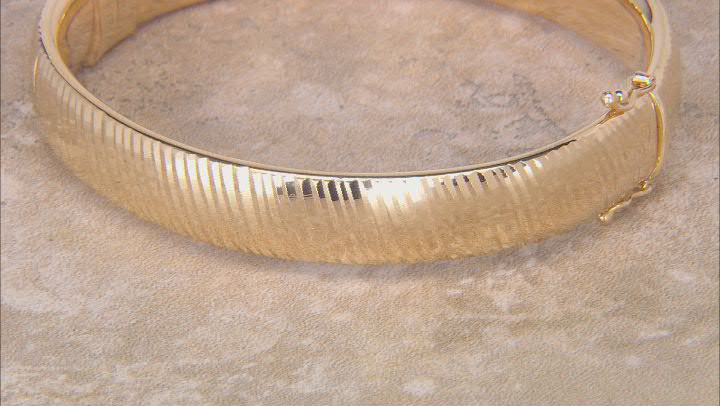 18k Yellow Gold Over Sterling Silver 12mm Diamond-Cut Bangle Video Thumbnail
