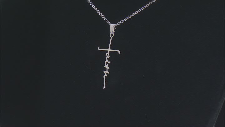 Silver Tone Faith Cross Pendant With 22 Inch Chain Video Thumbnail