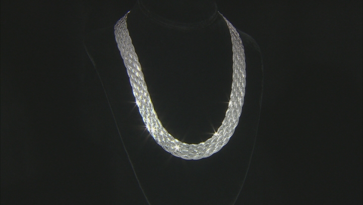 Sterling Silver 20 Inch 10 Strand Braided Herringbone Link Necklace Video Thumbnail