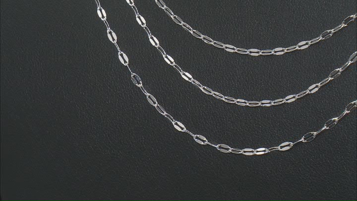Sterling Silver Mirror Link 18, 20, & 24 Inch Chain Set of 3 Video Thumbnail