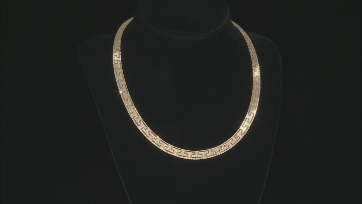 18K Yellow Gold Over Sterling Silver 18 Inch Omega Greek Necklace Video Thumbnail