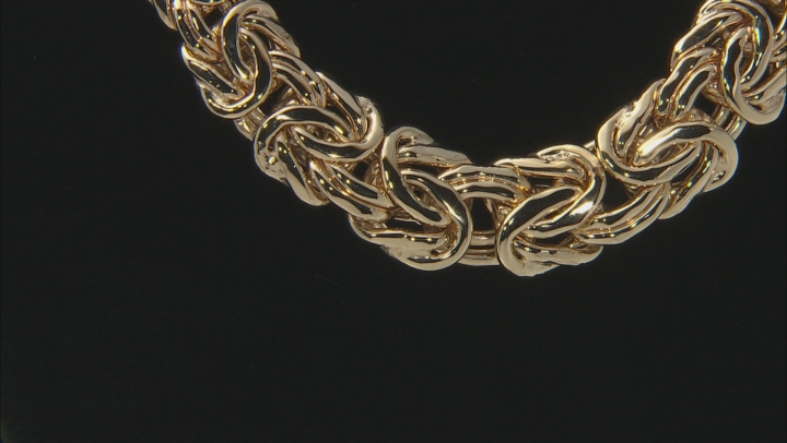 18K Yellow Gold Over Sterling Silver Graduated Bold Byzantine 18 Inch Necklace Video Thumbnail