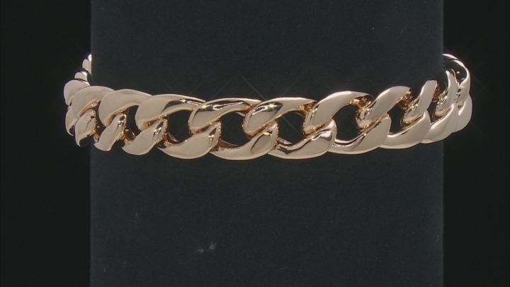 18k Yellow Gold Over Sterling Silver Cuban Link 8" Bracelet Video Thumbnail
