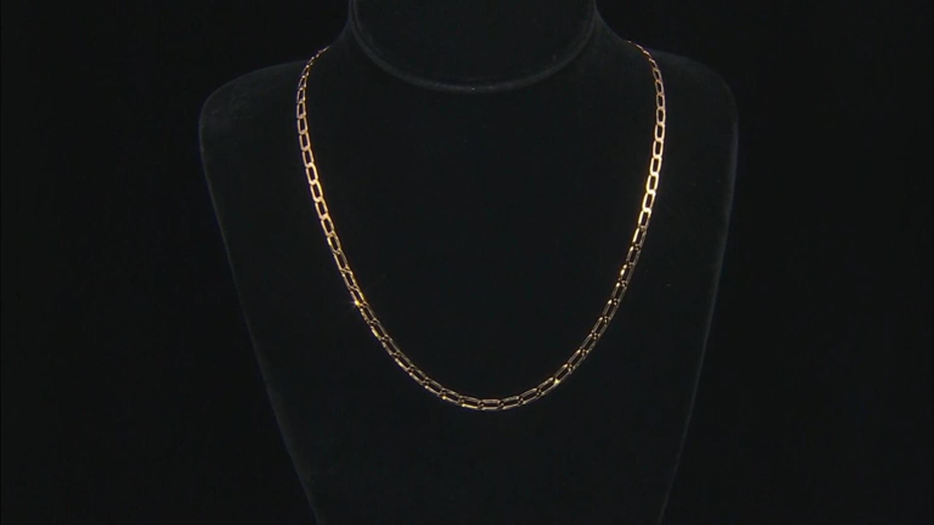 18K Yellow Gold Over Sterling Silver Flat Paperclip 24 Inch Chain Necklace Video Thumbnail