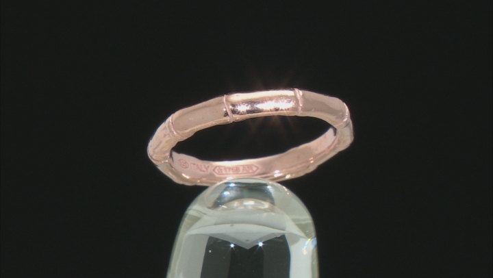 18K Rose Gold Over Sterling Silver Bamboo Band Ring