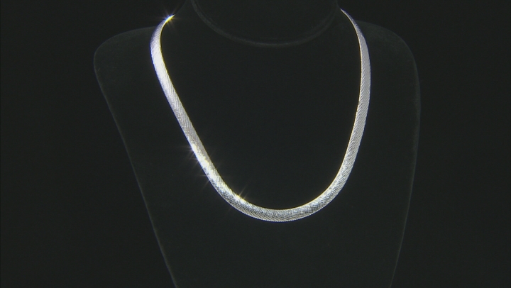 18K Yellow Gold Over Sterling Silver 6.5MM Diamond Cut 18 Inch Bombe Herringbone Link Necklace