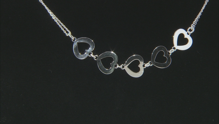 Sterling Silver Multi-Heart Cable Chain 18 Inch Necklace