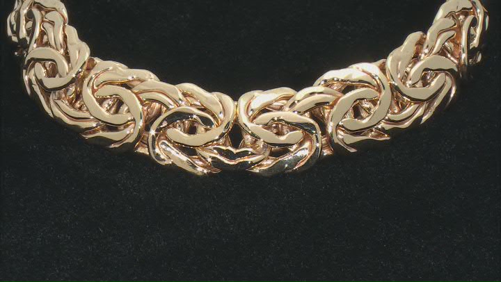 18K Yellow Gold Over Sterling Silver 12mm High Polished Bold Byzantine Link Bracelet Video Thumbnail