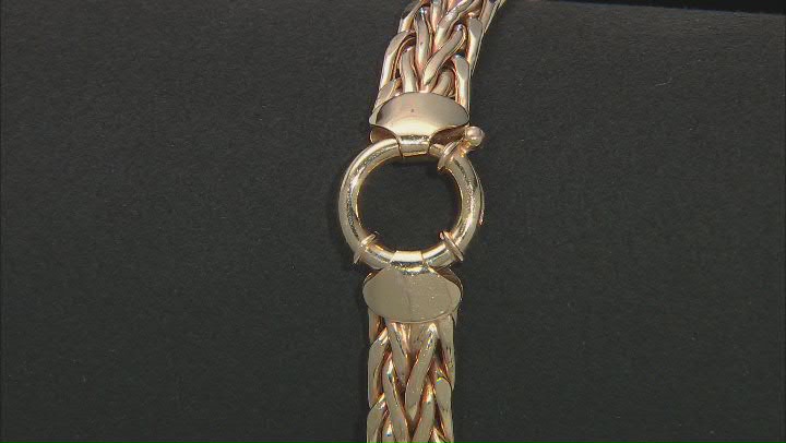 18K Yellow Gold Over Sterling Silver 9MM High Polished Bold Wheat Link Bracelet Video Thumbnail