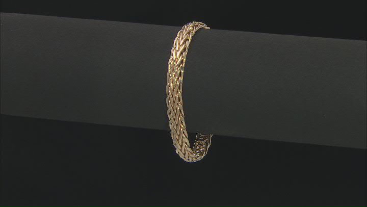18K Yellow Gold Over Sterling Silver 9MM High Polished Bold Wheat Link Bracelet Video Thumbnail
