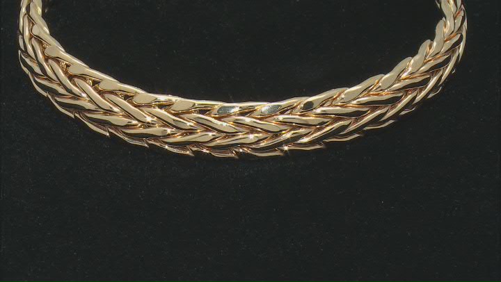 18K Yellow Gold Over Sterling Silver 10MM High Polished Bold Wheat Link 8 Inch Bracelet