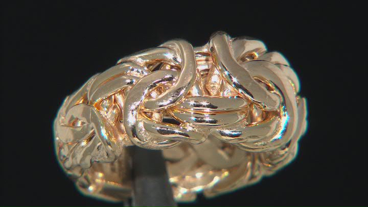 18K Yellow Gold Sterling Silver Byzantine Band Ring Video Thumbnail