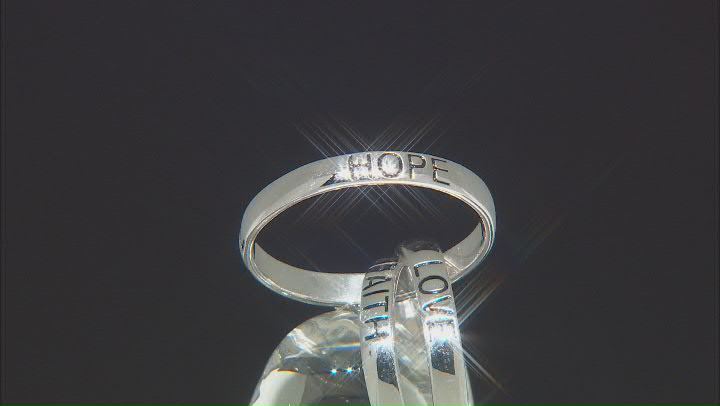 Sterling Silver Triple Rolling Faith, Hope, Love Band Rings Video Thumbnail