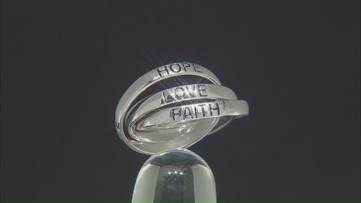 Sterling Silver Triple Rolling Faith, Hope, Love Band Rings Video Thumbnail