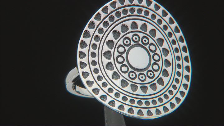 Rhodium Over Sterling Silver Oxidized Geometric Oval Ring Video Thumbnail