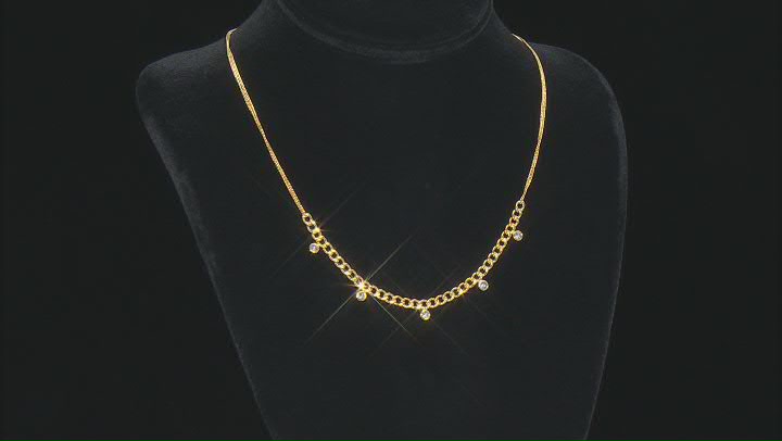 18K Yellow Gold Over Sterling Silver with White Cubic Zirconia Curb Necklace Video Thumbnail