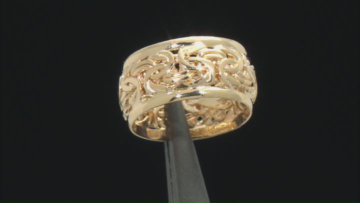 18K Yellow Gold Over Sterling Silver 10MM Byzantine Band Ring Video Thumbnail