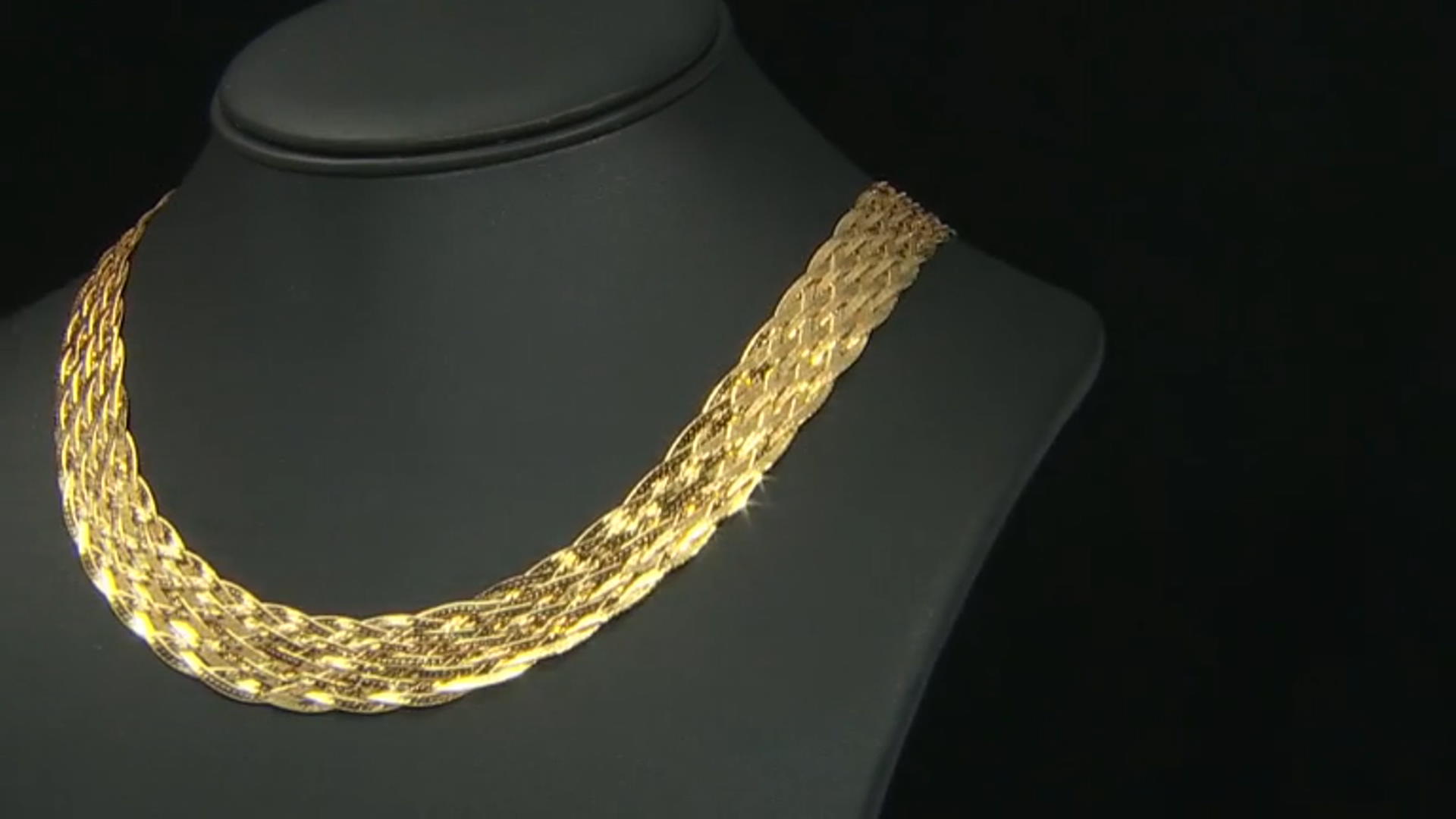 18K Yellow Gold Over Sterling Silver Braided Necklace Video Thumbnail