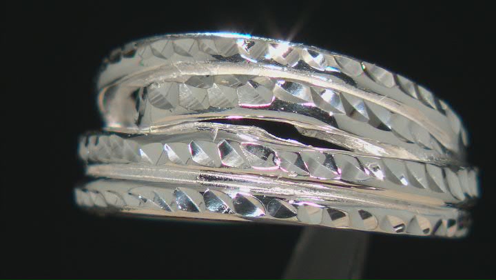 Sterling Silver Diamond-Cut 9.1MM Multi-Row Ring Video Thumbnail