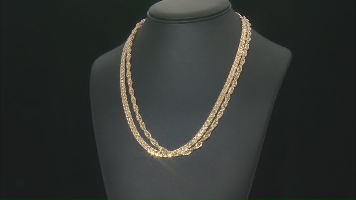 18K Yellow Gold Over Sterling Silver 5mm Set of 2 Singapore and Wheat 20-Inch Chains Video Thumbnail