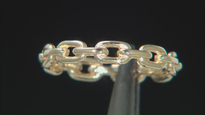 18K Yellow Gold Over Sterling 3.7MM Paperclip Link Band Ring Video Thumbnail