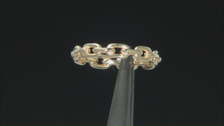 18K Yellow Gold Over Sterling 3.7MM Paperclip Link Band Ring Video Thumbnail