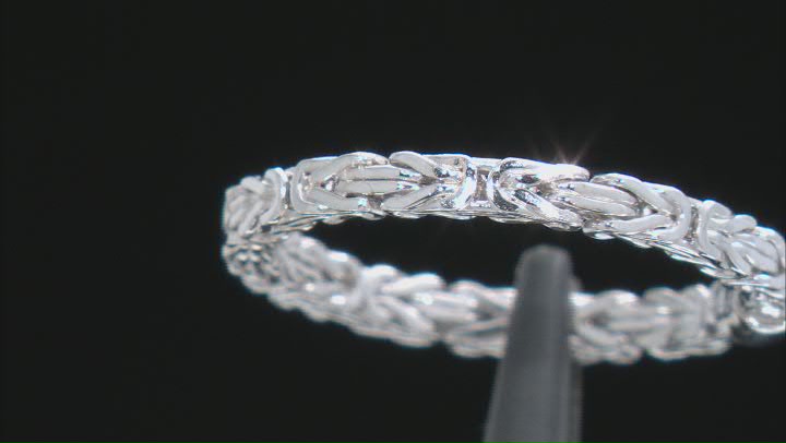 Rhodium Over Sterling Silver 2.5MM Byzantine Band Ring Video Thumbnail