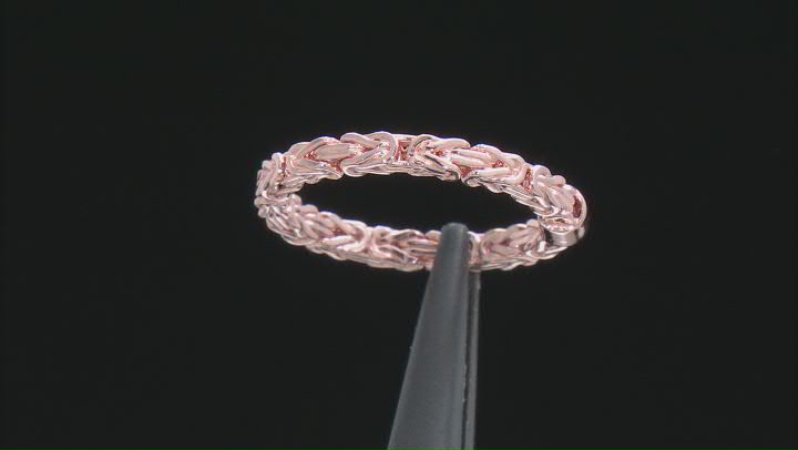 18K Rose Gold Over Sterling Silver 2.5MM Byzantine Band Ring Video Thumbnail