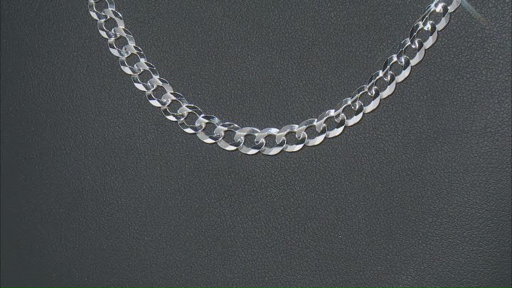 Sterling Silver 5.7mm Flat Concave Curb Link Chain Video Thumbnail