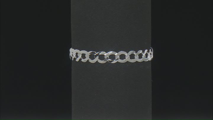 Sterling Silver 8.05mm Flat Concave Curb Link Bracelet Video Thumbnail
