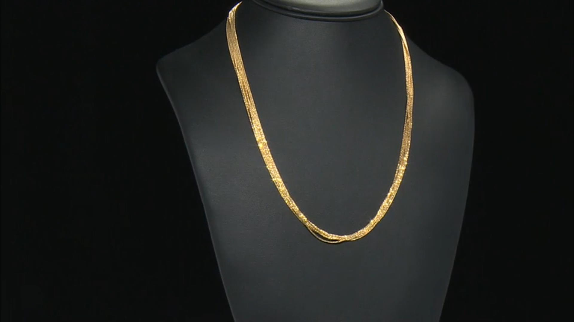 18k Yellow Gold Over Sterling Silver 7 Row Diamond-Cut Snake Link  Necklace Video Thumbnail