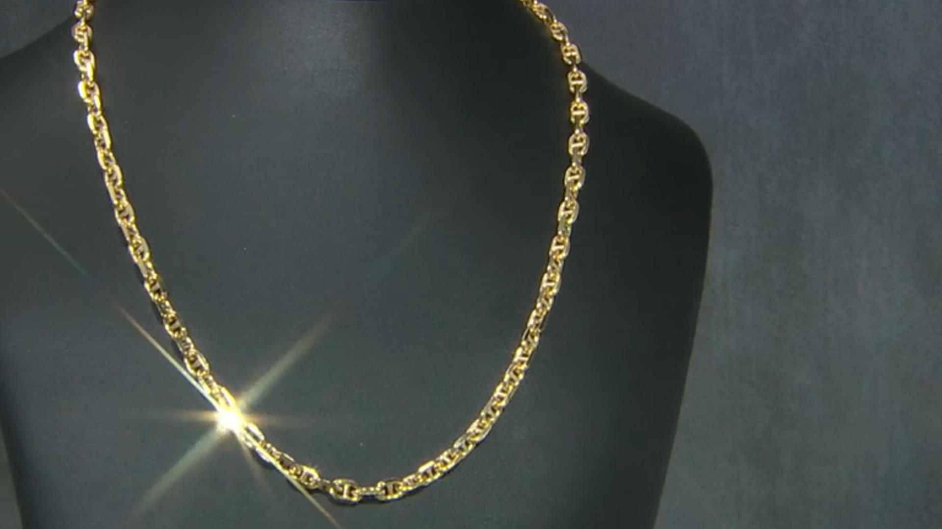 18k Yellow Gold Over Sterling Silver Mariner Chain Video Thumbnail