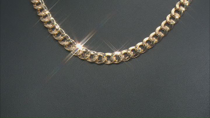 18k Yellow Gold Over Sterling Silver Curb Link Toggle Necklace Video Thumbnail