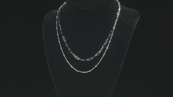 Sterling Silver 16" 2 Row Multi Link Necklace Video Thumbnail