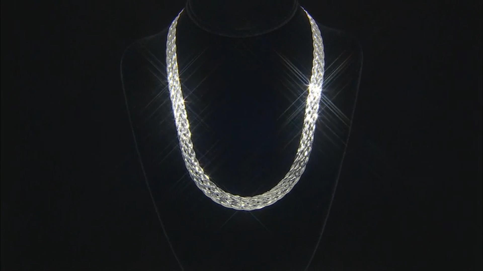 Sterling Silver 20 Inch 8 Strand Braided Herringbone Link Necklace Video Thumbnail