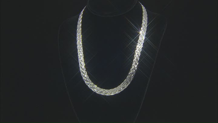 Sterling Silver 20 Inch 8 Strand Braided Herringbone Link Necklace Video Thumbnail
