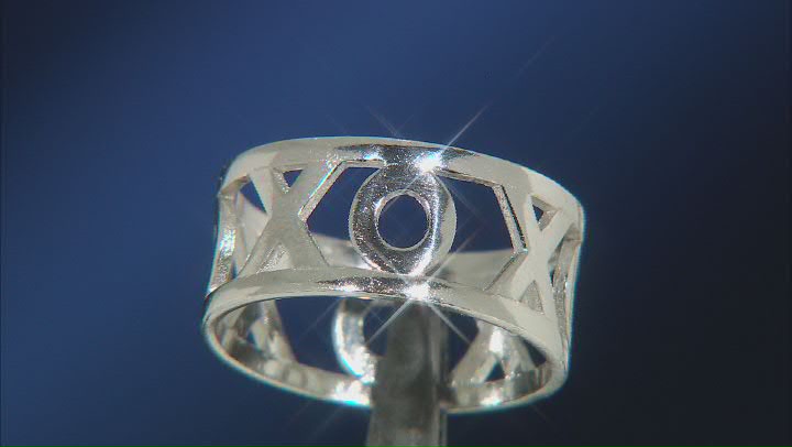 Rhodium Over Sterling Silver High Polished XOXO Band Ring Video Thumbnail