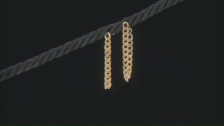 18K Yellow Gold Over Sterling Silver Front/Back Curb Chain Earrings Video Thumbnail