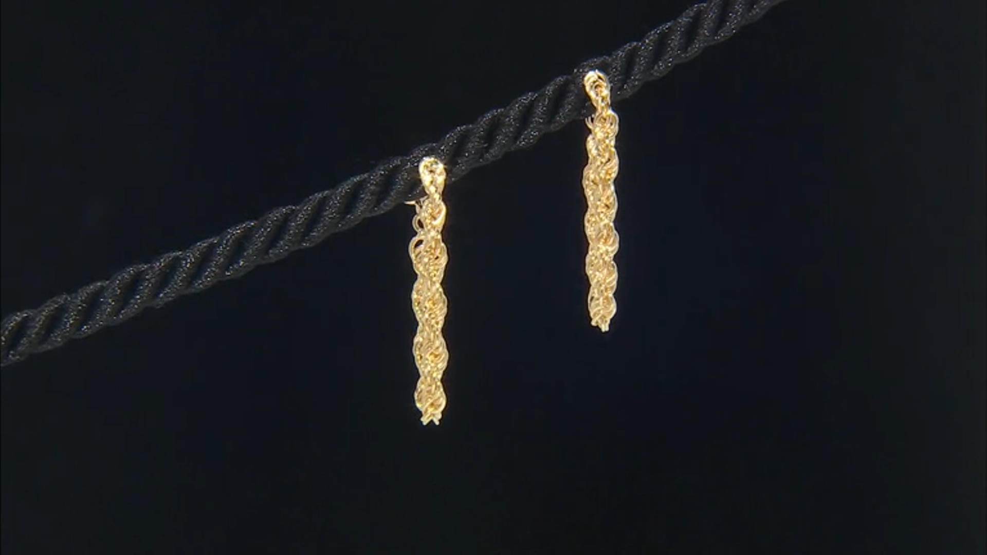 18K Yellow Gold Over Sterling Silver Front/Back Rope Chain Earrings Video Thumbnail