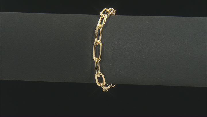 18K Yellow Gold Over Sterling Silver Paper Clip Bracelet Video Thumbnail