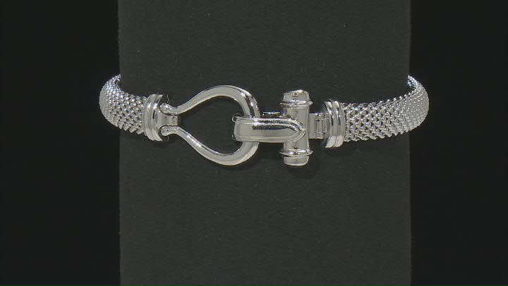 Rhodium Over Sterling Silver Popcorn Chain Bracelet Video Thumbnail
