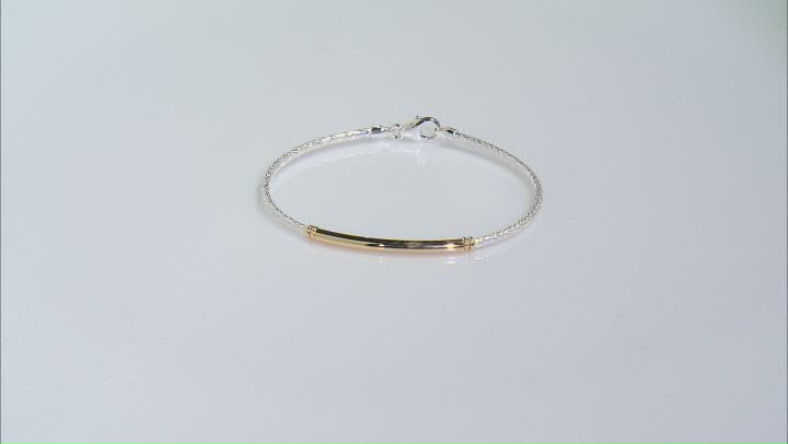 Sterling Silver & 18K Yellow Gold Over Sterling Silver Woven Flex Bangle Video Thumbnail