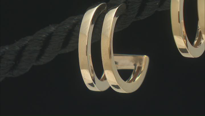 18K Yellow Gold Over Sterling Silver Illusion Hoop Earrings Video Thumbnail