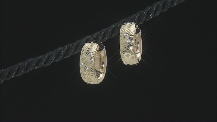 18K Yellow Gold Over Sterling Silver 8mm Diamond Cut Hoop Earrings Video Thumbnail