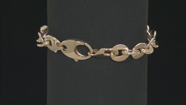 18K Yellow Gold Over Sterling Silver 9.5mm Rolo Link Bracelet Video Thumbnail